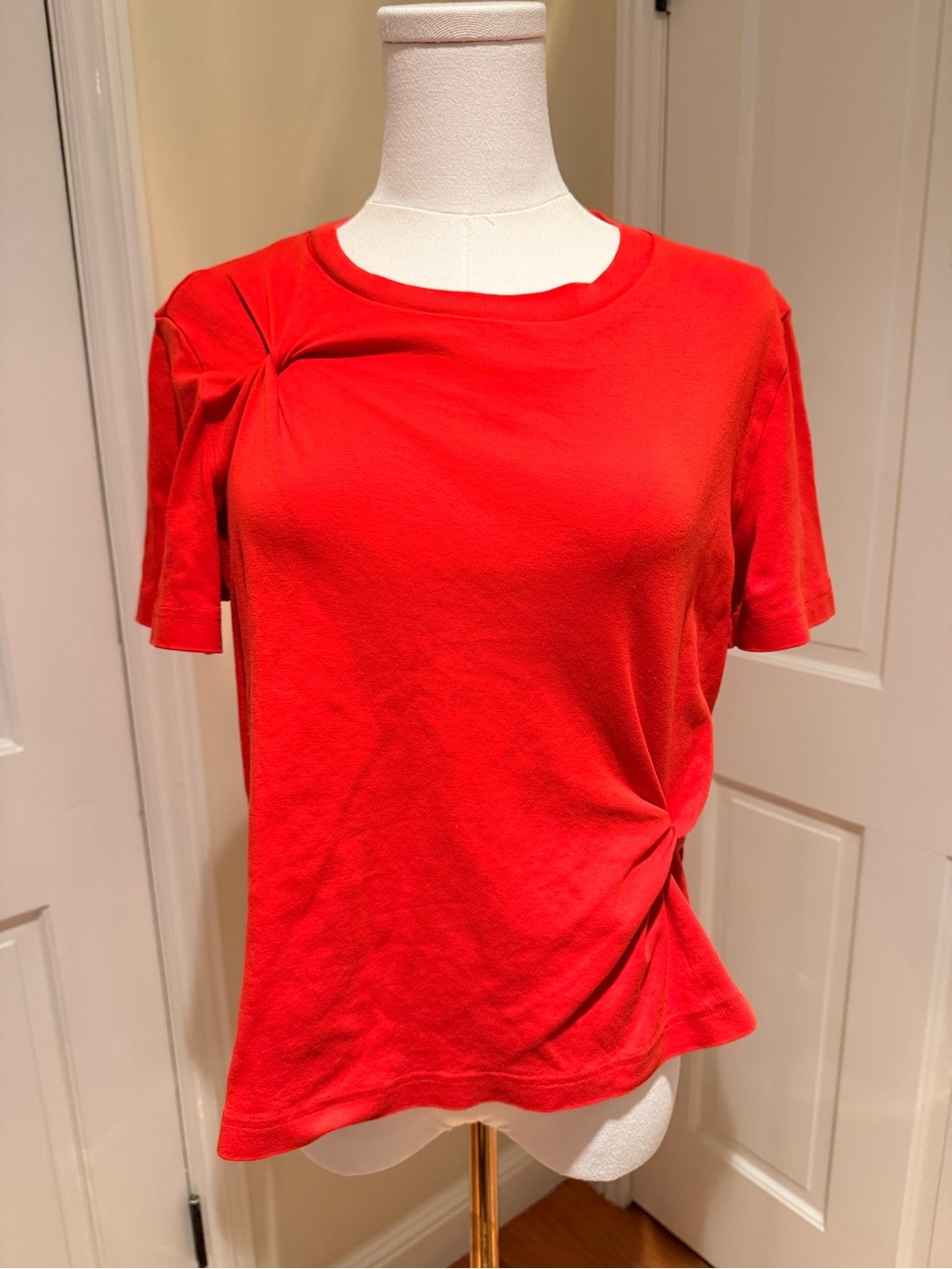 Women's Red Short-Sleeve Twist Detail Tee COS